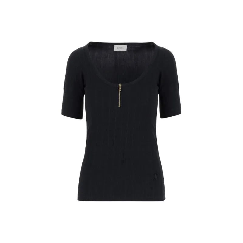 Patou Scoop neck Ribbed T shirt-0