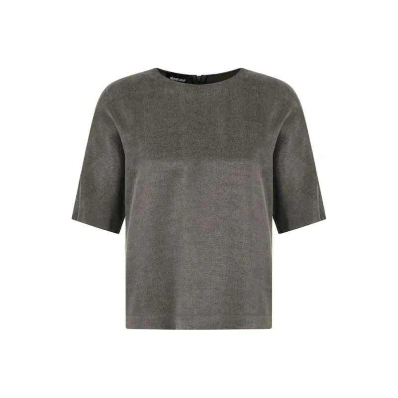 GIORGIO ARMANI Cupro And Viscose Crew neck Blouse-0