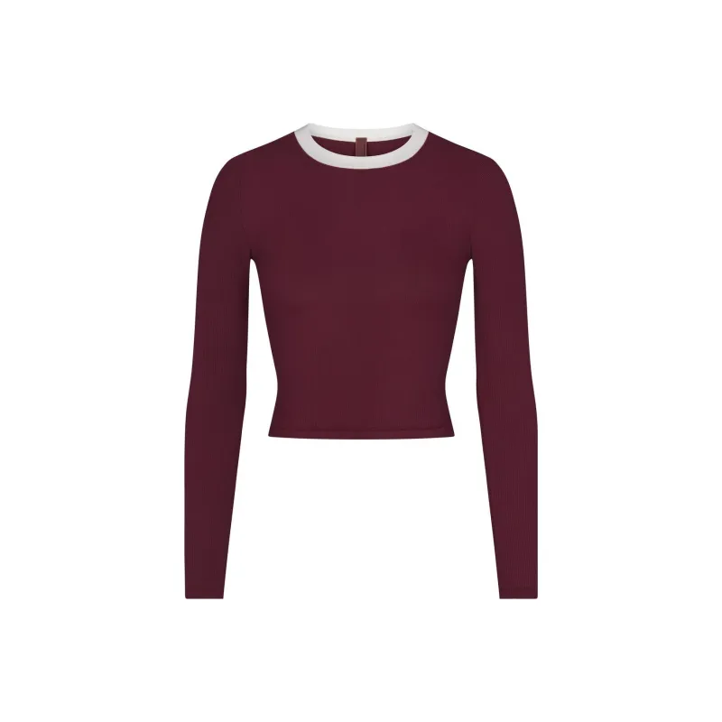 SKIMS Regular T Shirt Women's Maroon/Chestnut-0