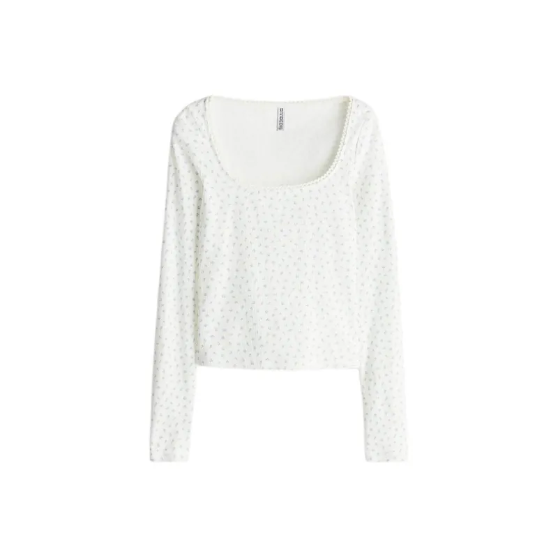 H&M T Shirt Women's Cream/Floral-0