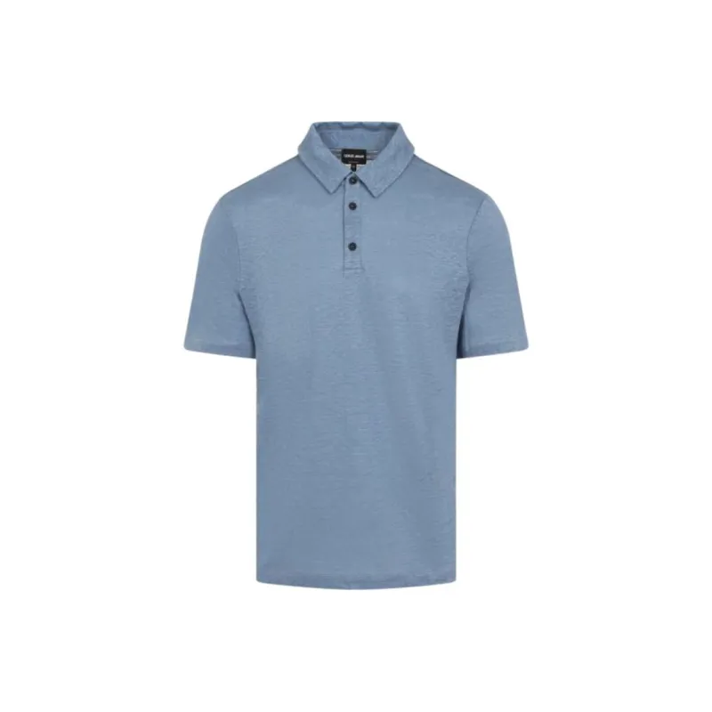 GIORGIO ARMANI Short sleeved Polo Shirt In Pure Linen Jersey-0