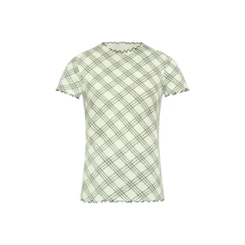 Burberry Checked Lettuce Hem Crewneck T Shirt 'Breeze'