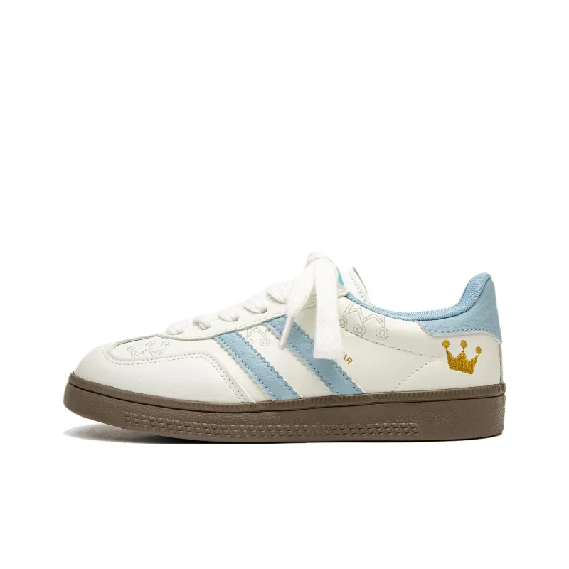 Far Waves Anti Slip Wear Resistant Low Top Skateboard Shoes Women's White Blue-0