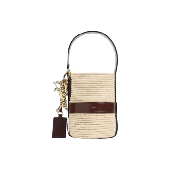 Chloe Raffia Bucket Bag Handbag Women's Deep Ebony