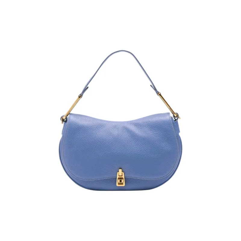 COCCINELLE Grain Leather One Shoulder Handbag Medium Size Women's Blue-0
