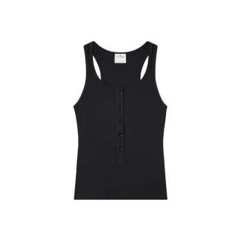 COURREGES 90'S Logo Embroidered Ribbed Tank Top