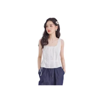 DEAR DEER PUFF Tank Tops Women's White