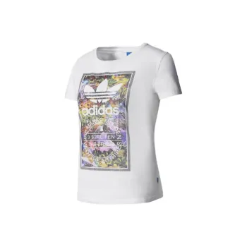 Adidas Originals Tongue Set in Sleeve T Shirt Women's White