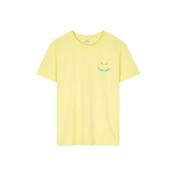 Paul Smith Faded Citrine Embroidered Happy Logo T Shirt