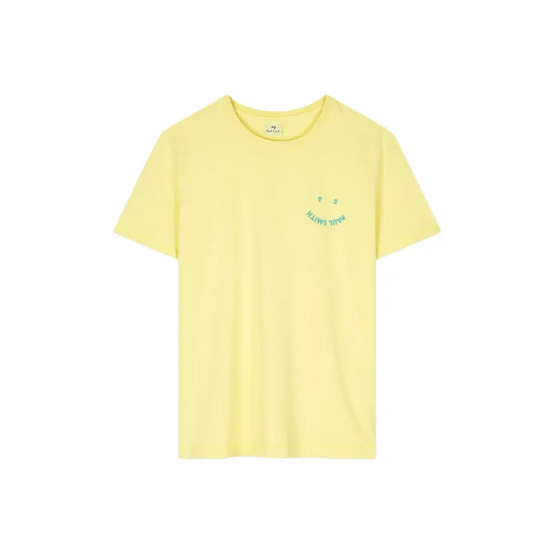Paul Smith Faded Citrine Embroidered Happy Logo T Shirt-0