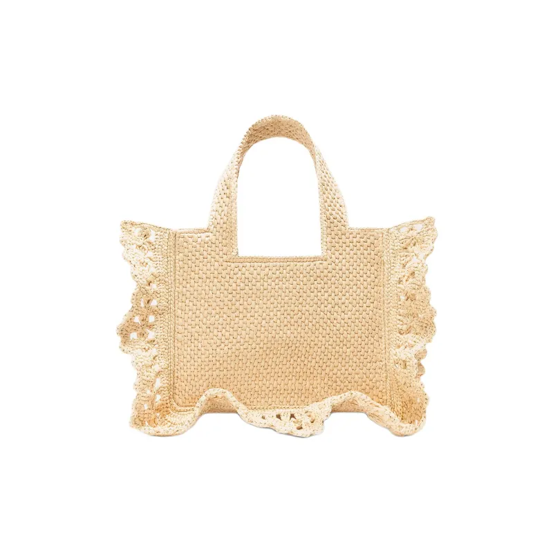 LOEWE Font Tote Plant Material Tote Bag, Shopping Bag, Shoulder Bag, Crossbody Bag, Handbag Trumpets Women's Natural-4