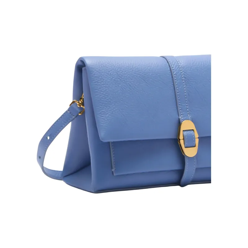COCCINELLE Nubuck Leather Crossbody Bag, Shoulder Bag Trumpets Women's Blue-3