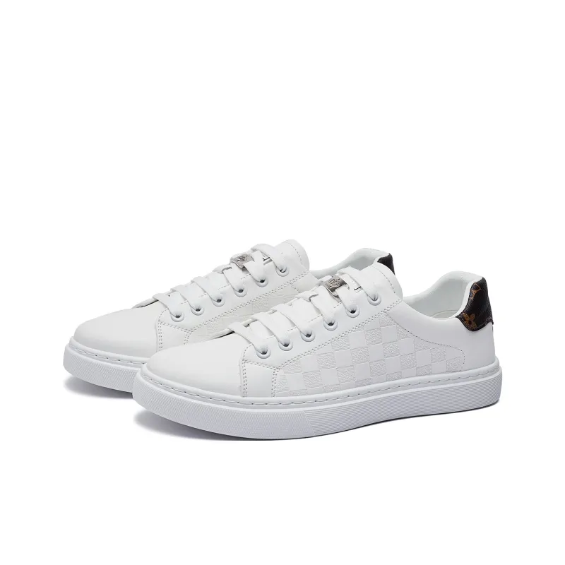 JIETEGONGYANG Lightweight And Breathable Low Top Skateboard Shoes Men's White-3