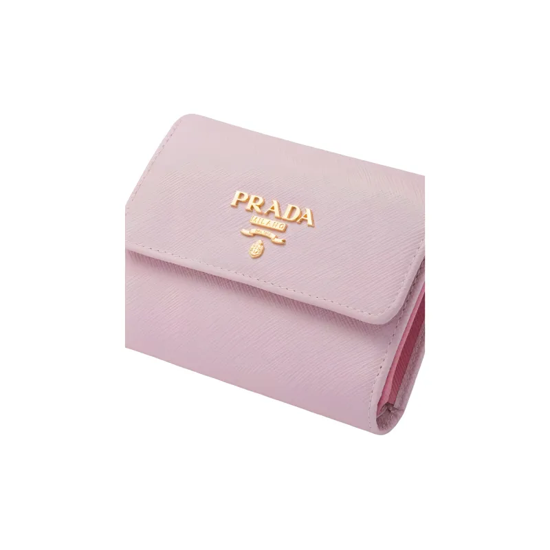 PRADA Saffiano Leather Wallet Women's Pink-4