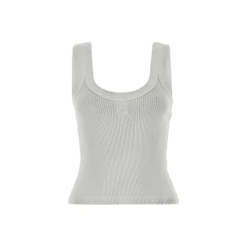 Alexander Wang Logo Embossed Fine Ribbed Tank Top