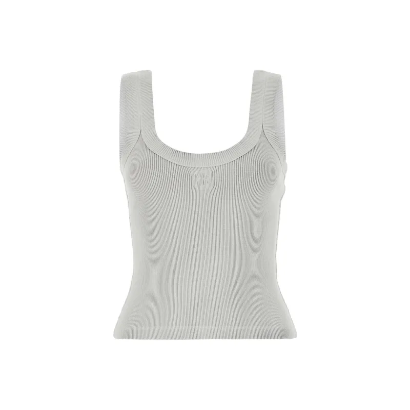 Alexander Wang Logo Embossed Fine Ribbed Tank Top-0