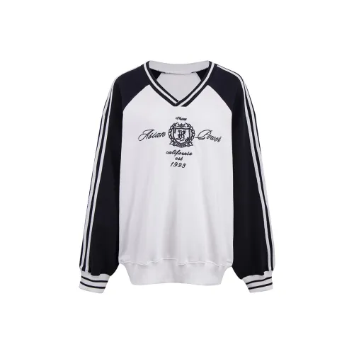 Ariseism Regular Color Block V Neck Jersey Style Long Sleeved T Shirt, Fall Upper Width Loose Fit Women's