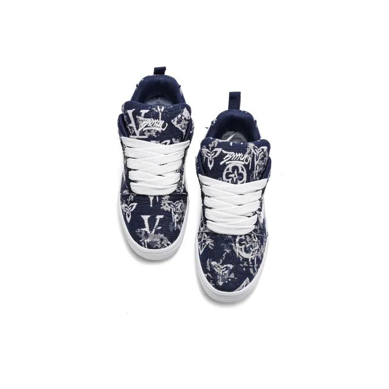 DM Low Top Skateboard Shoes Unisex Navy Blue Box Included-3