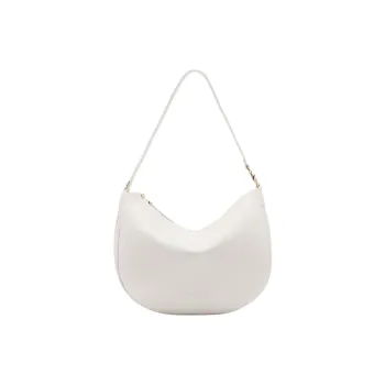 COCCINELLE Grain Leather Shoulder Bag Medium Size Women's White