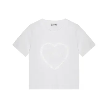 GANNI Logo Embroidered Crewneck T Shirt