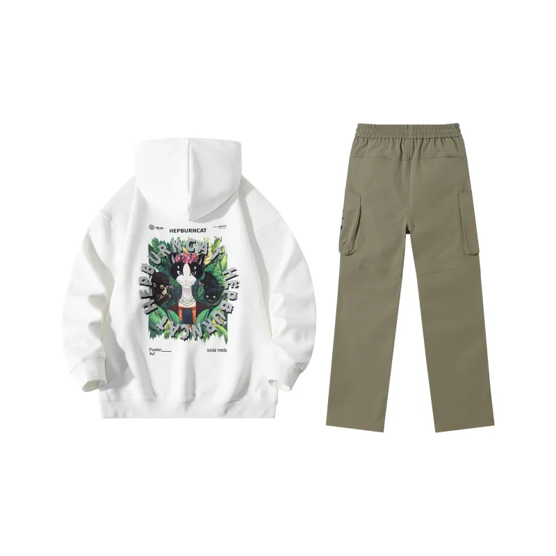 Hepburn Cat Sweatshirt Sets Unisex-5