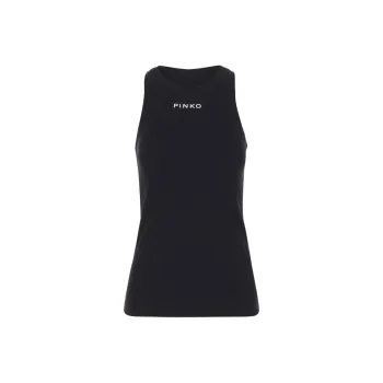 PINKO Logo Lettering Ribbed Camisole Top