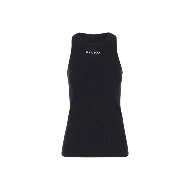 PINKO Logo Lettering Ribbed Camisole Top-0