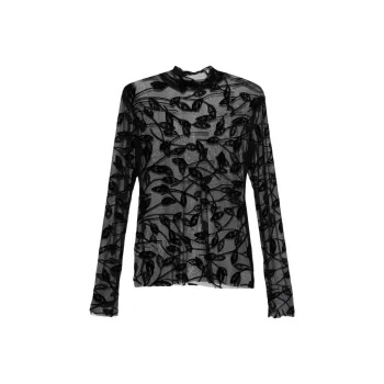 NORMA KAMALI Flocked leaves Top