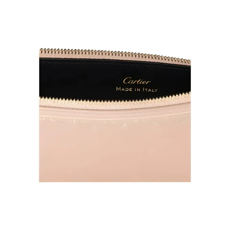 CARTIER GUIRLANDE Cow Leather Card Holder Women's Pink Beige-3