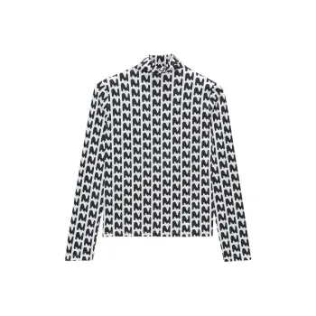 MSGM Logo Printed High Neck Long Sleeved T Shirt