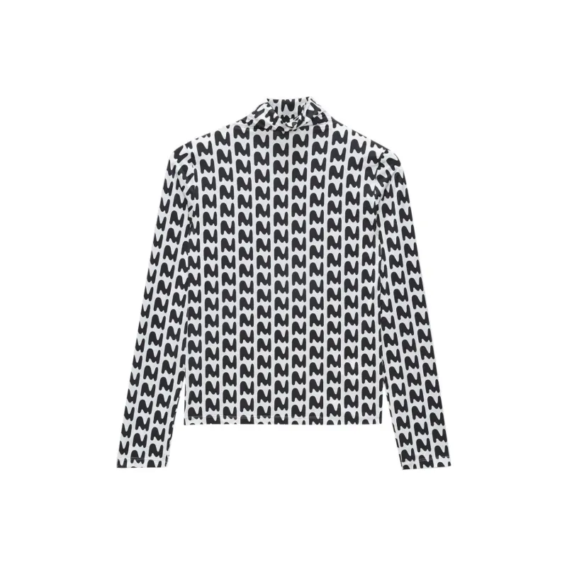 MSGM Logo Printed High Neck Long Sleeved T Shirt-0