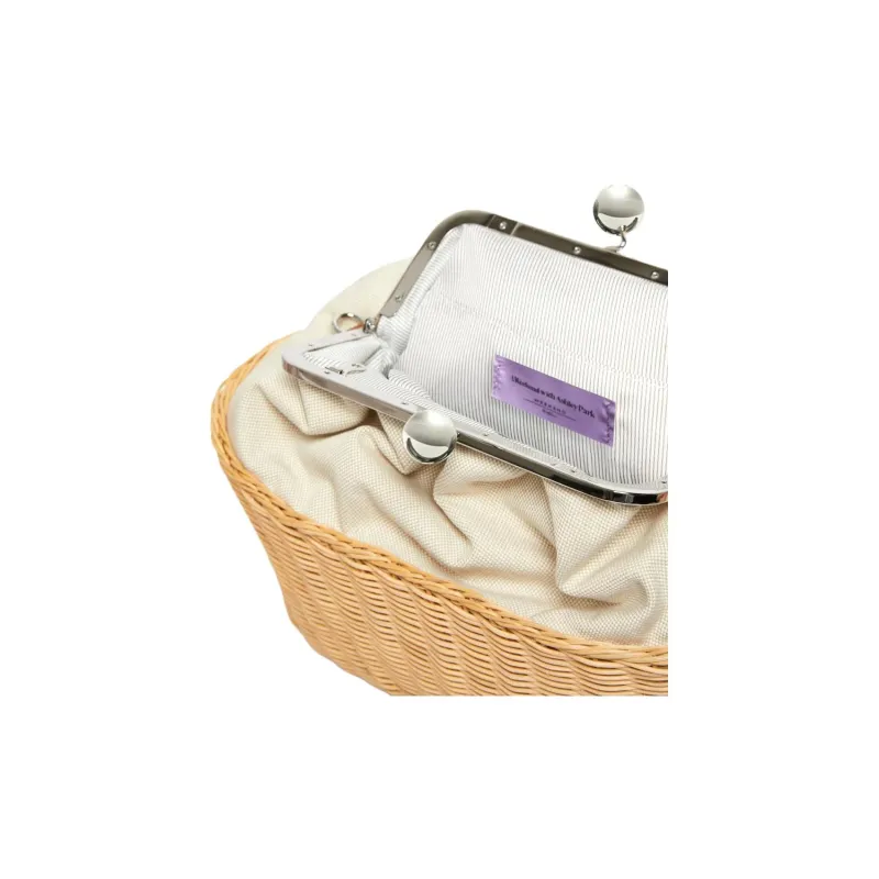 WEEKEND MaxMara Pasticcino Cotton One Shoulder Clutch Medium Size Women's Beige-3