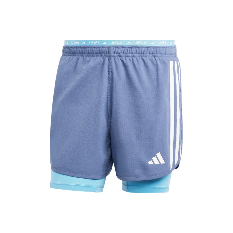 Adidas Own The Run 3 Stripes 2 In 1 Shorts Sports Shorts Men's Blue-0