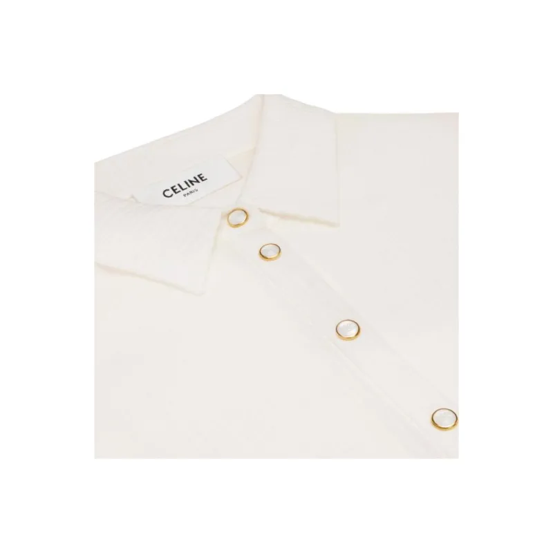 CELINE Long Sleeved Dress Women's Ivory White-3