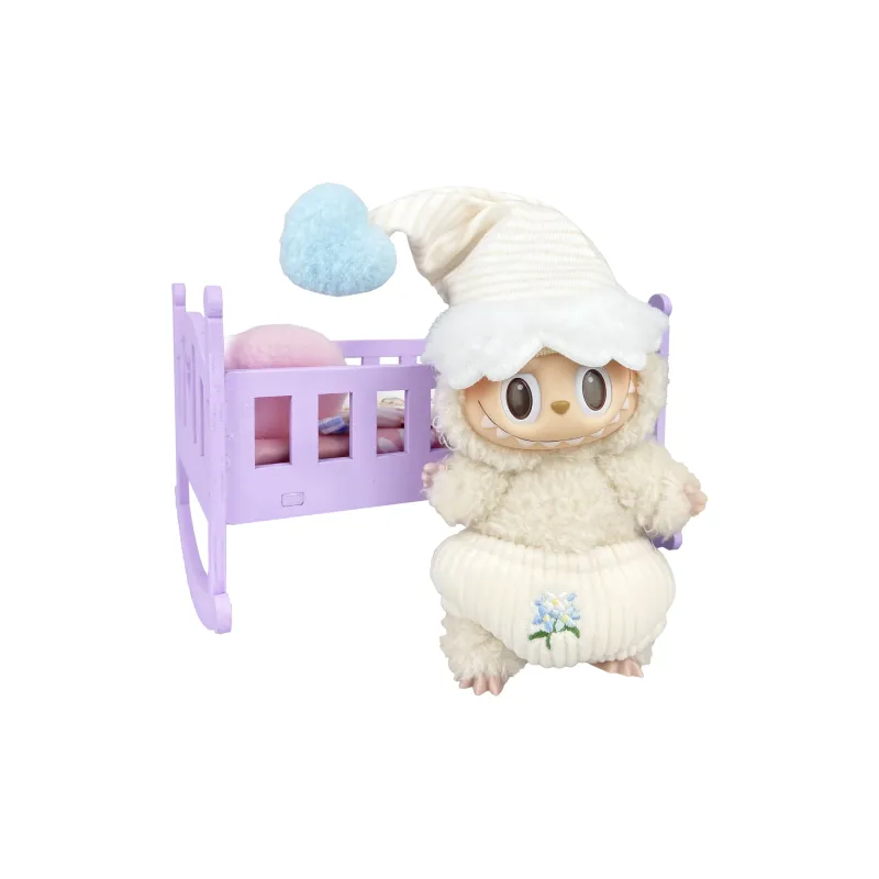 [Modified Doll] POP MART Labubu THEMONSTERS Heartbeat Macaron Collection Good Night's Bed, Cute Hang Tag Box 17cm-0
