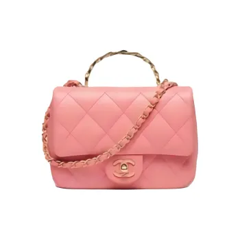 CHANEL Lambskin One Shoulder Handbags Women's Light Pink Red