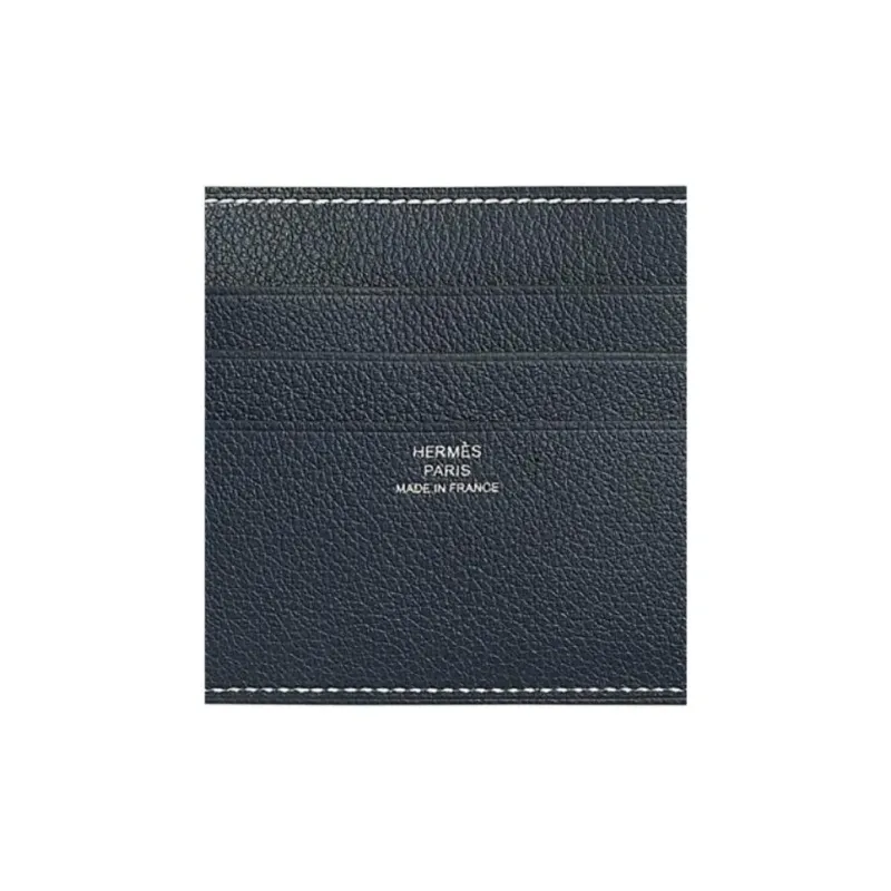 HERMES H Sellier Leather Card Holder Women's New Ocean Blue-2