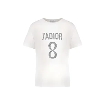 DIOR J'Adior 8 Letter Logo Print Crew Neck Short Sleeved T Shirt T Shirt Women's White