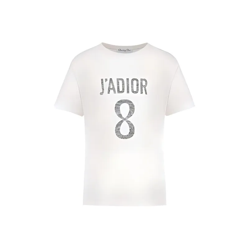 DIOR J'Adior 8 Letter Logo Print Crew Neck Short Sleeved T Shirt T Shirt Women's White-0