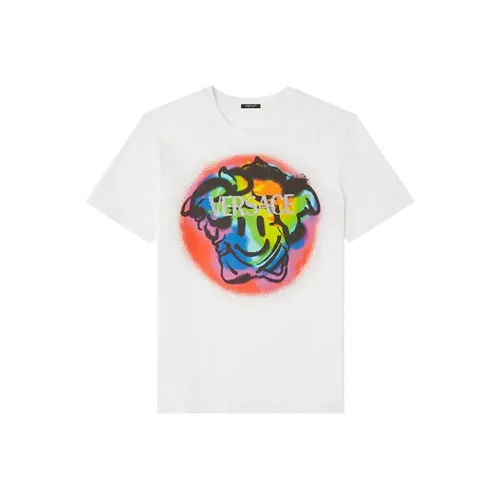 VERSACE Medusa Smiley Crystal T Shirt 'White/Multicolor'