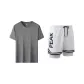 White Double-Layer Pants+Gray Short-Sleeved Shirt