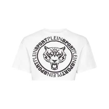 PLEIN SPORT Logo print Cropped T shirt