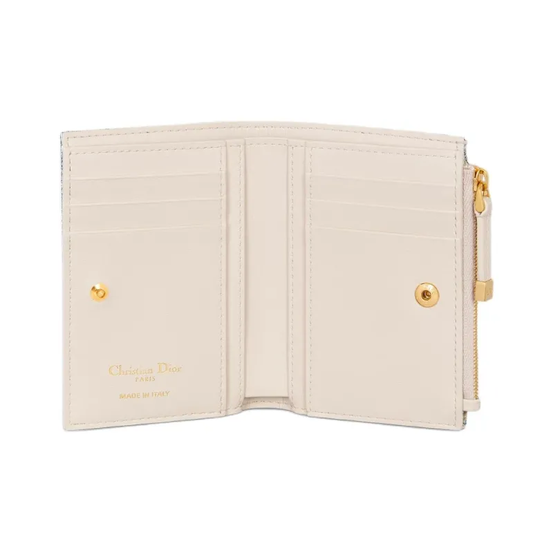DIOR Dahlia Calfskin Wallet Women's Blue-3