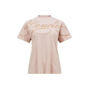 Moncler Embroidered Cursive Logo Crewneck T Shirt