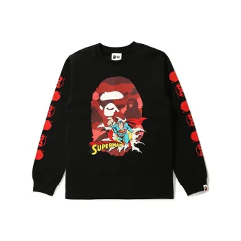 A BATHING APE X Dc Superman Long Sleeve Tee White