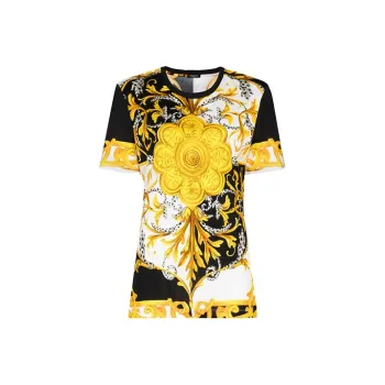 VERSACE Barocco Short Sleeve Knit Top 'Black'