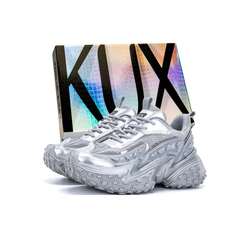 KUX Cushioning, Slip Resistant, Abrasion Resistant, Breathable, Height Increasing Low Top Chunky Sneakers Unisex-2