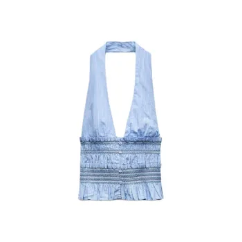 ZARA Trf Tank Tops Women's Blue/White