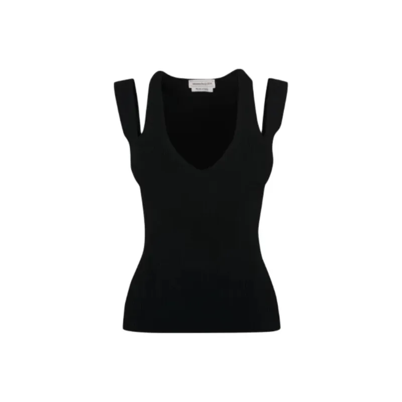 Alexander McQueen V Neck Cut Out Knitted Top-0