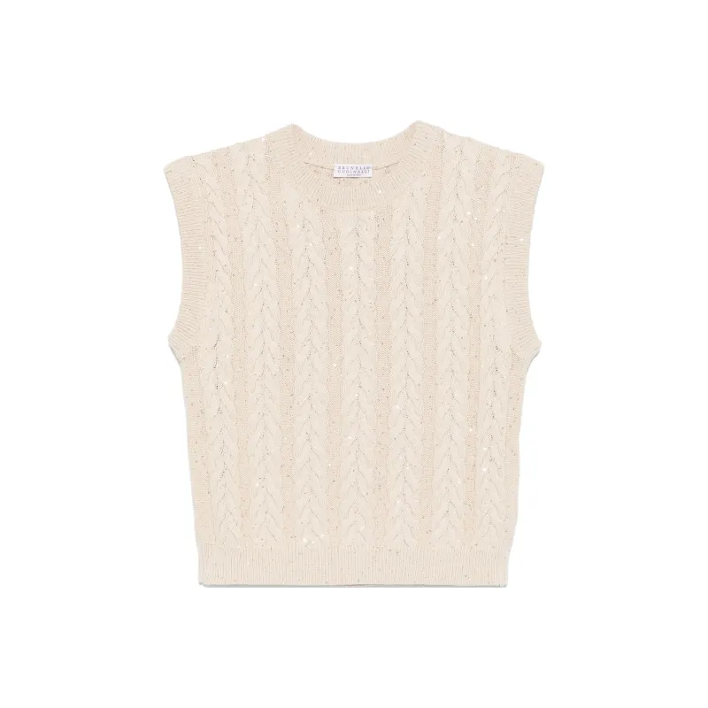 Brunello Cucinelli Dazzling Double Cable Knitted Vest-0